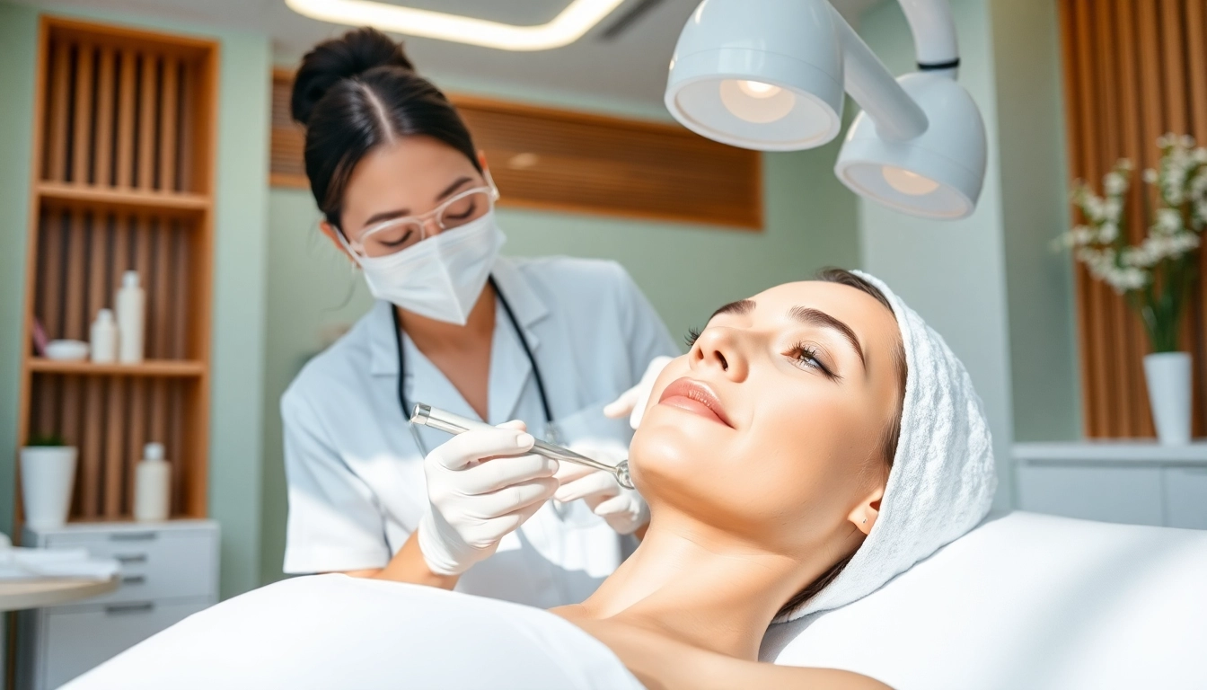 Aesthetic care in Nyack demonstrated in a serene spa with a nurse practitioner assisting a relaxed client.