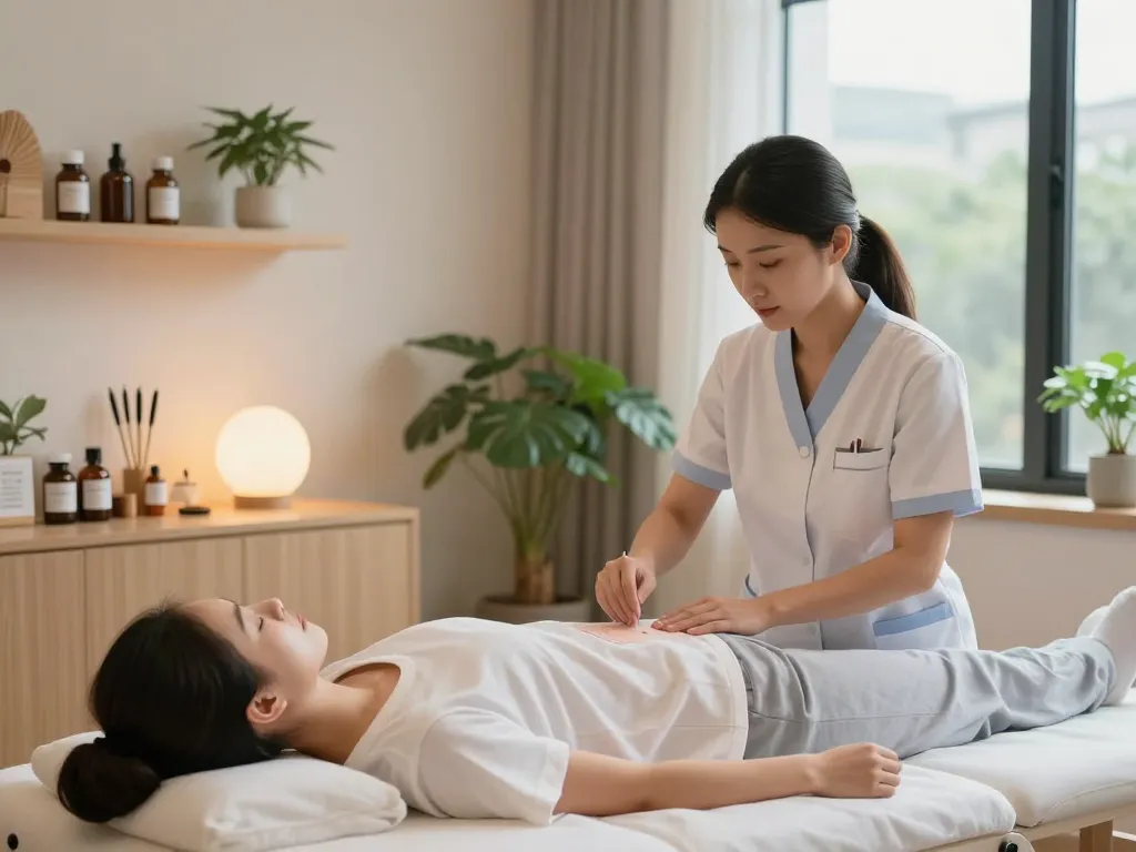 A peaceful 수원한의원 acupuncture session highlighting holistic healing and wellness.