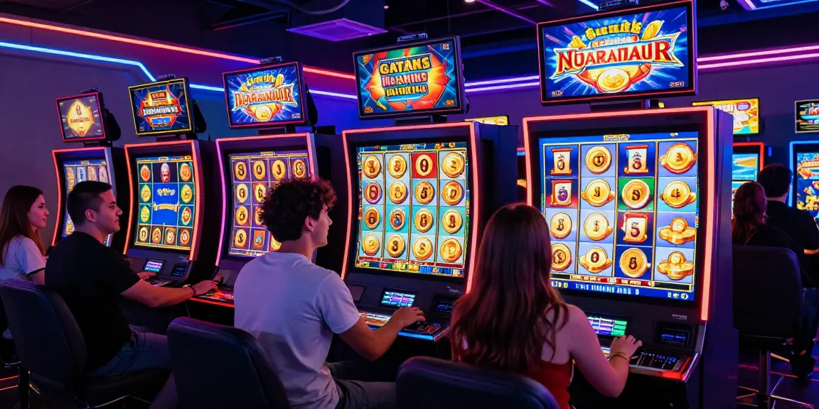 Players enjoying immersive slot games at garuda303 online casino, vibrant and exciting digital gaming atmosphere.