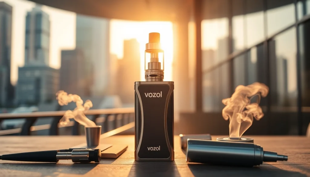 Vozol Vaping Device in modern city atmosphere highlighting quality design und features.