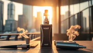 Vozol Vaping Device in modern city atmosphere highlighting quality design und features.