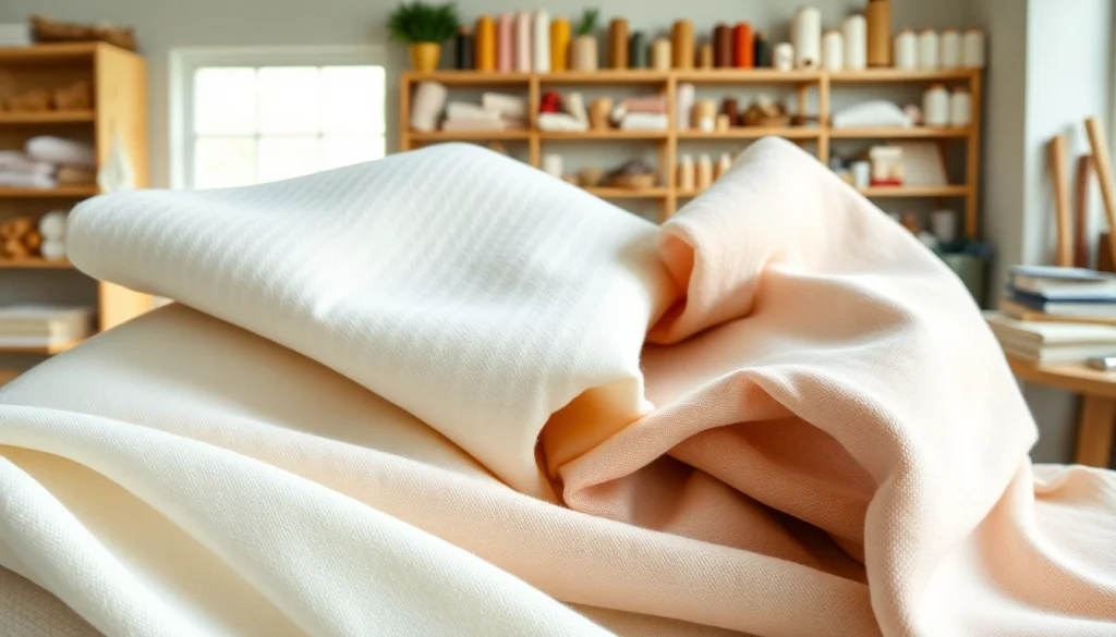 Katoen in verschillende kleuren, prachtig uitgestald in een textielwerkplaats.