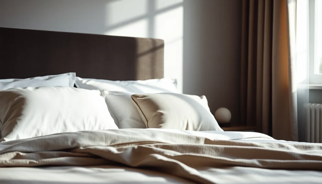 Cuscini letto di alta qualità disposti su un letto matrimoniale, eleganti e confortevoli.