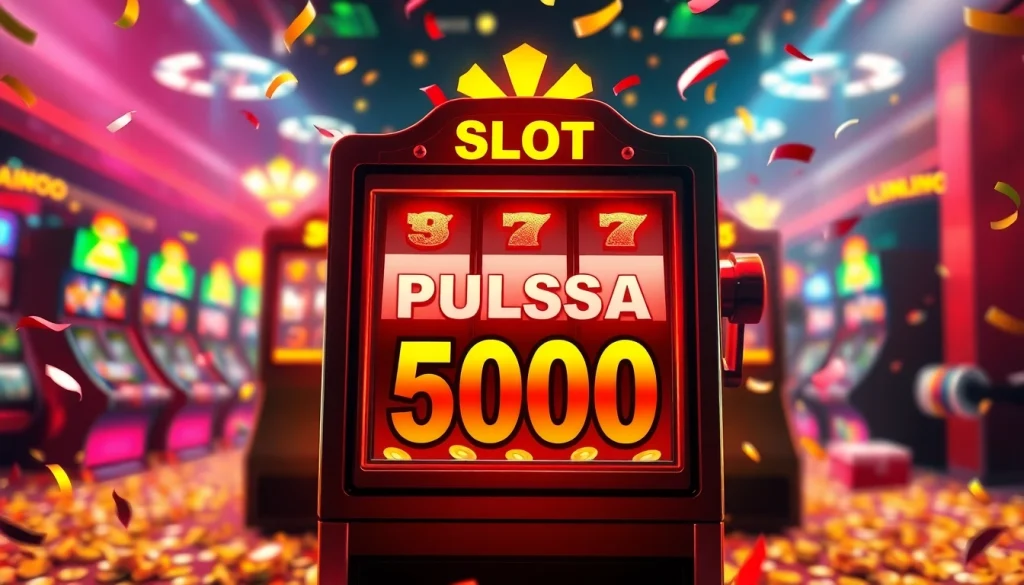 Menangkan slot pulsa 5000 dengan mesin slot yang berkilau dan atmosfer kasino yang meriah.