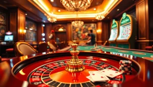 Engaging with the exciting lc88 bio in a luxurious casino setting showcasing roulette and poker.