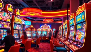 Experience the thrill of hoki138 pro, showcasing exciting slot machines in a vibrant gaming atmosphere.