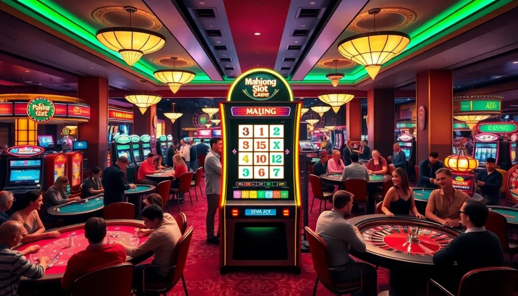 Experience excitement at the mahjong slot demo with players enjoying vibrant casino action.