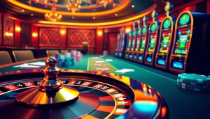 Experience the thrill at https://xin88hv.club with vibrant casino tables featuring poker chips and roulette wheels.