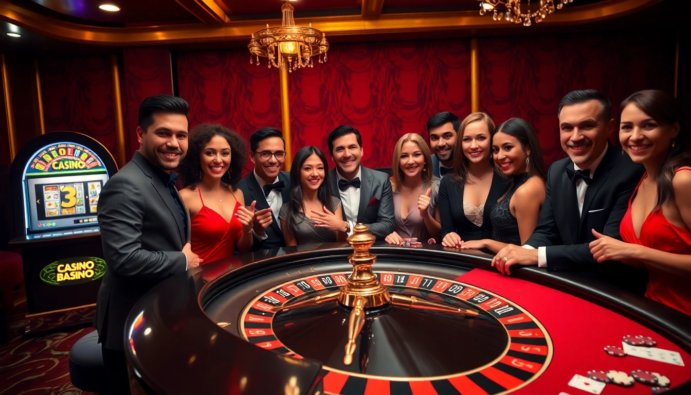 Action engageante sur un site de casino en ligne avec des joueurs à une table de poker et une roulette.