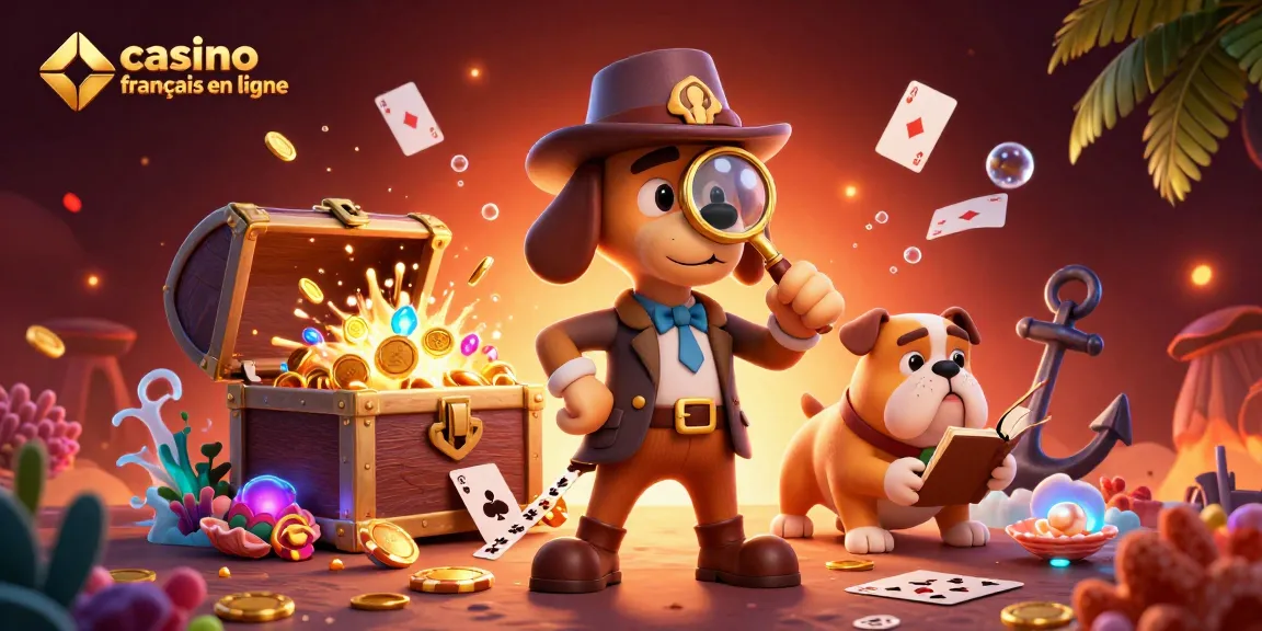Participez à une action palpitante dans un casino francais en ligne avec des personnages détectives découvrant des richesses.