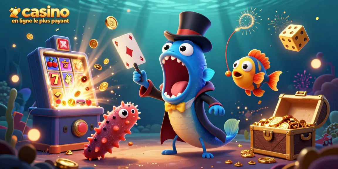 Illustration colorée montrant le casino en ligne le plus payant avec des éléments de jeux captivants.