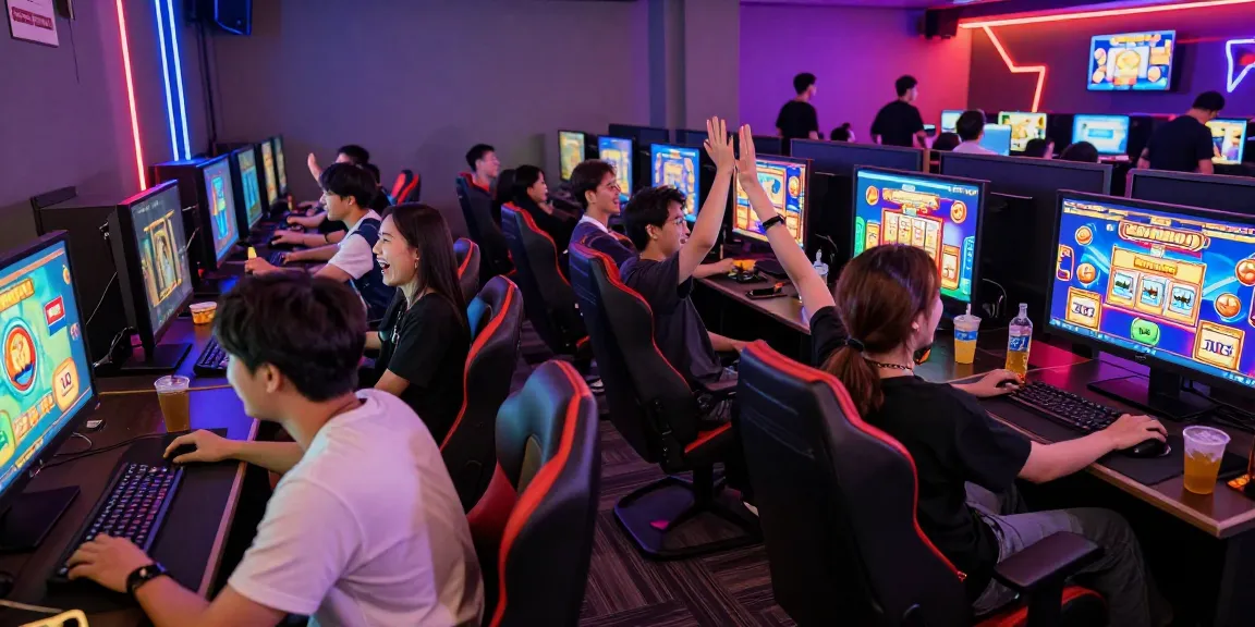 Engaged players enjoying slot gacor games in a vibrant gaming lounge atmosphere.