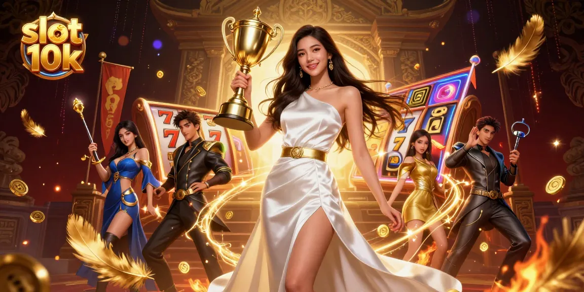 Experience the excitement of slot 10k with vibrant casino illustration and winning symbols.
