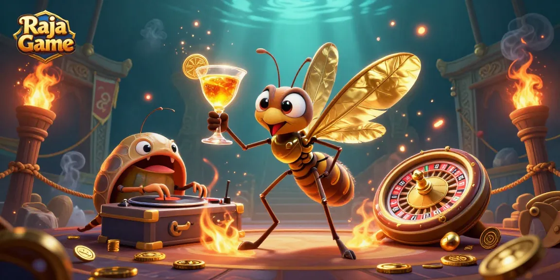 Experience exciting gameplay at Raja Game with a thrilling casino scene showcasing a unique casino mascot.