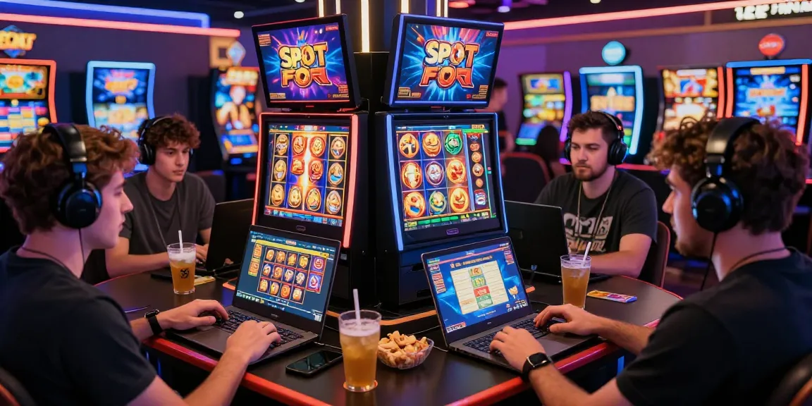 Players enjoying Slot Pragmatic games in a vibrant online casino atmosphere, illuminated by colorful graphics and engaging community interactions.