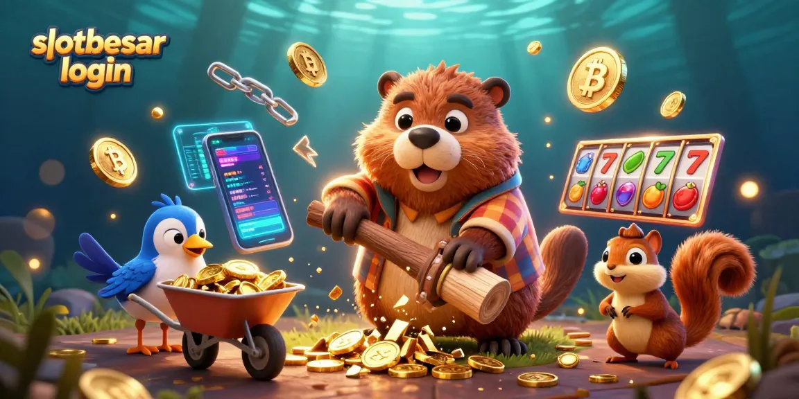 Experience engaging gameplay with slotbesar login as a beaver and friends harvest gold coins amidst vibrant casino elements.