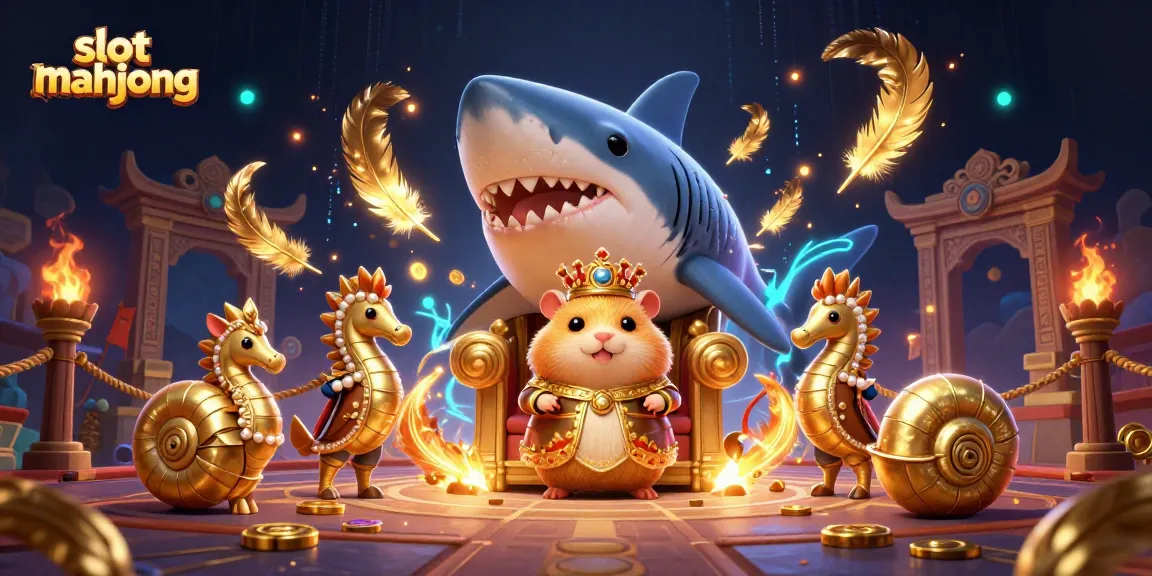 Spin to win at slot mahjong with a regal hamster king and striking casino elements!
