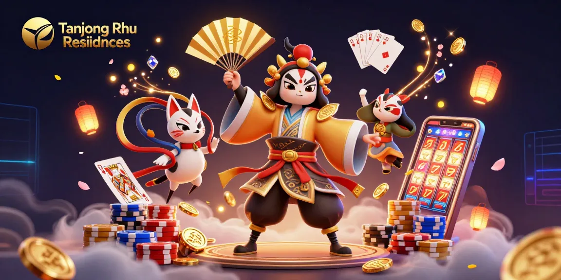 Tanjong Rhu Residences showcases thrilling casino action with kabuki warrior and playful gaming elements.