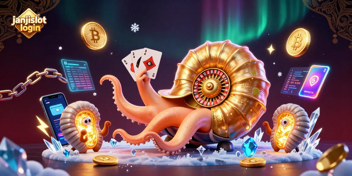Experience the excitement of janjislot login with a stunning, detailed casino-themed illustration showcasing vibrant game elements.