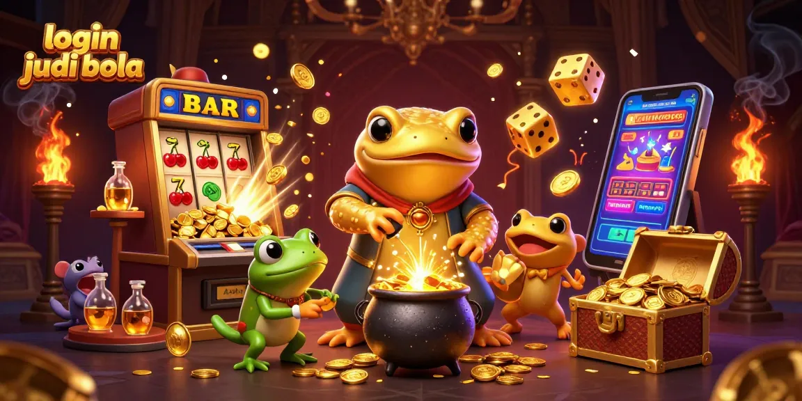 Join the excitement of login judi bola with this colorful scene of golden alchemists and jackpot delight.